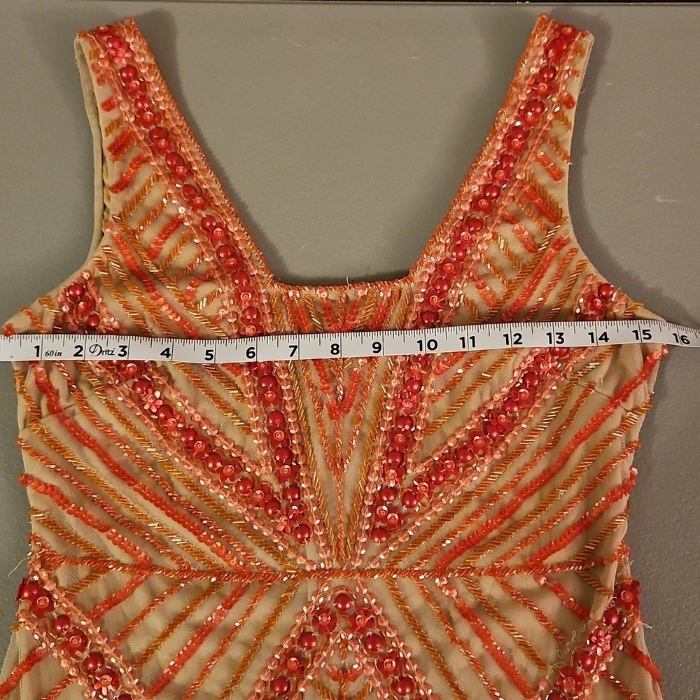 Sequin Beaded Mesh Gianni Bini Mini Dress Size 4 Pink & Nude - Picture 11 of 12